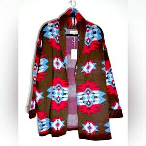 NEW! LUCKY BRAND BLANKET AZTEC OPEN CARDIGAN 149.50
